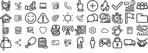 Mega Set Of Vector Business Process Isolated Silhouette Solid Icons With Strategy,Growth,Investment,Research,Statistic Vector Icon Set Linear Pictogram Pack