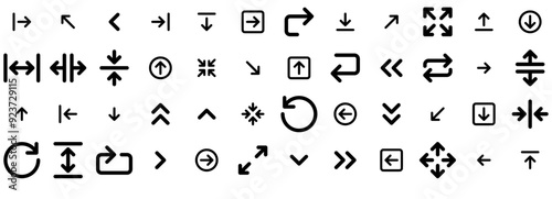 Set Of Linear Arrow Icons Silhouette Vector Logo Design Containing Left,Expand,Right,Chevron,Arrow Business Infographic Elements Logo Vector Illustration