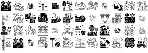 Mega Set Of Vector Agribusiness Icons Collection Isolated Silhouette Solid Icons Including Agriculture,Gardening,Farming-And-Gardening,Organic,Agronomy Vector Icon Set Linear Pictogram Pack