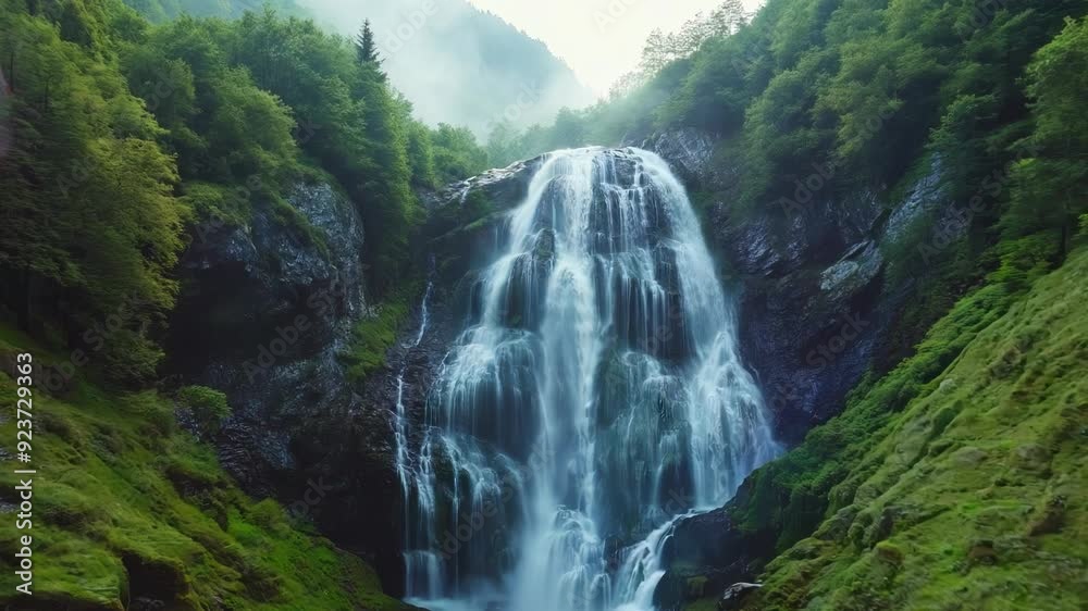 Lush Jungle Embracing a Flowing Waterfall Lush Jungle Embracing a Flowing Waterfall