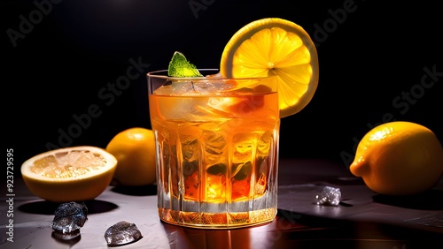 cocktail with lemon and ice