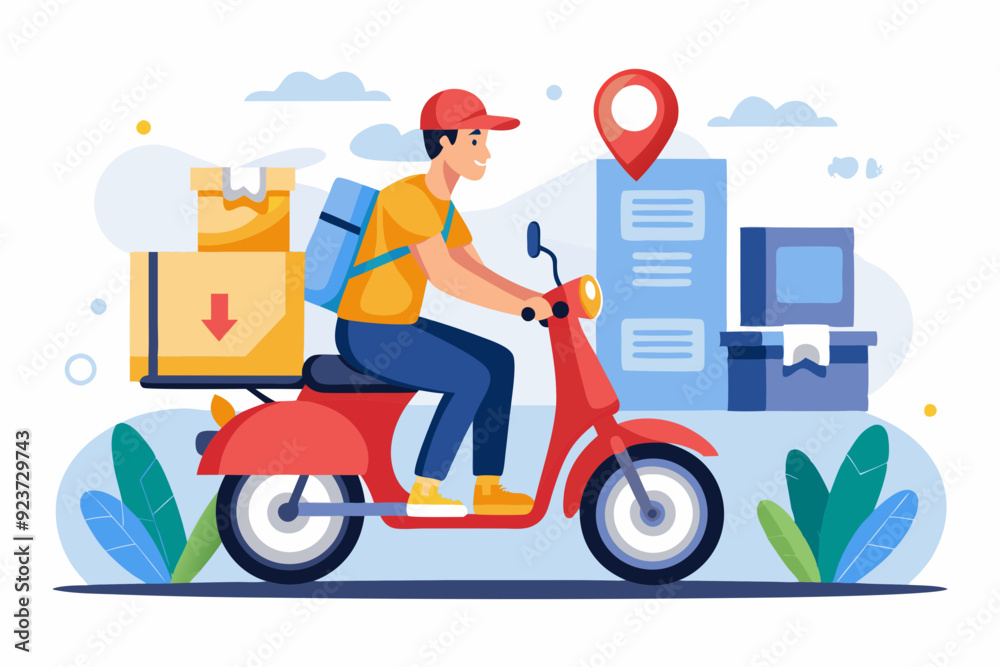 Urban Delivery Person on Scooter Urban Delivery Person on Scooter