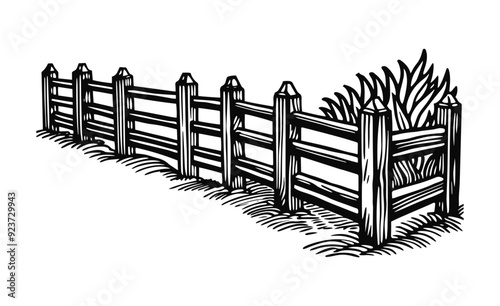 fence silhouette. black wooden fence vector illustration