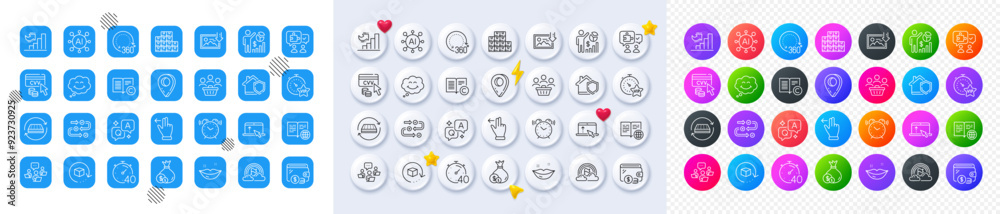 Touchscreen gesture, Lips and Smile line icons. Square, Gradient, Pin 3d buttons. AI, QA and map pin icons. Pack of Buyers, Lgbt, Download photo icon. Home insurance, Copyright, Cash pictogram. Vector Touchscreen gesture, Lips and Smile line icons. Square, Gradient, Pin 3d buttons. AI, QA and map pin icons. Pack of Buyers, Lgbt, Download photo icon. Home insurance, Copyright, Cash pictogram. Vector