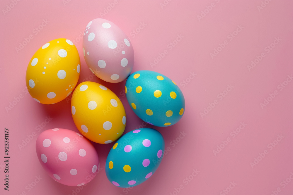 Obraz premium Colorful Easter Eggs on Pink Background