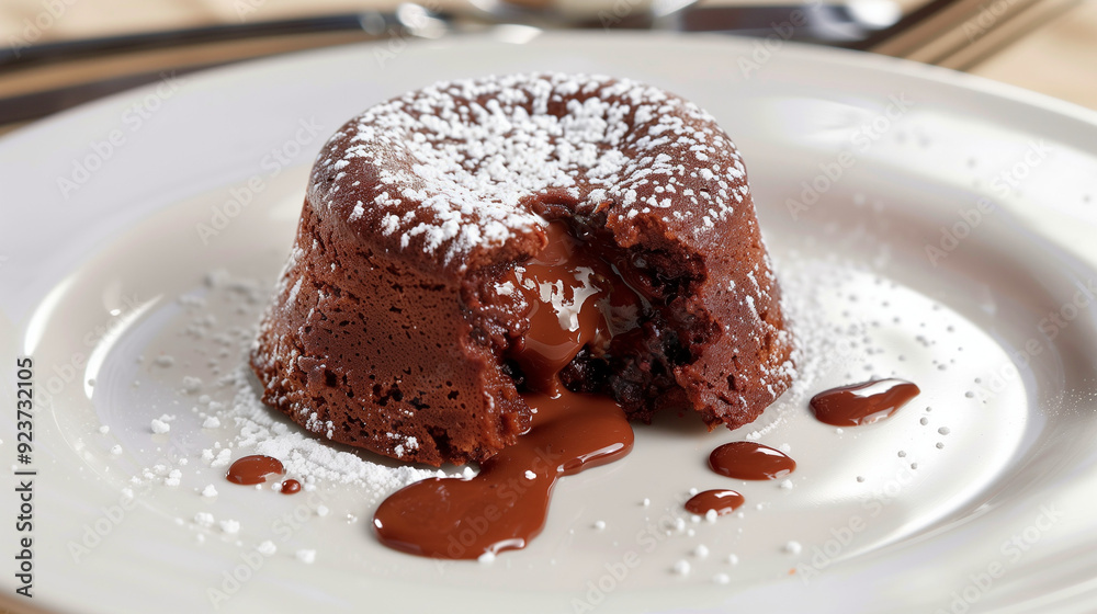 Molten Chocolate Cake: Indulge in a decadent close-up of a warm, gooey chocolate lava cake, dusted with powdered sugar and drizzled with rich chocolate sauce, inviting a taste of pure indulgence. Molten Chocolate Cake: Indulge in a decadent close-up of a warm, gooey chocolate lava cake, dusted with powdered sugar and drizzled with rich chocolate sauce, inviting a taste of pure indulgence.