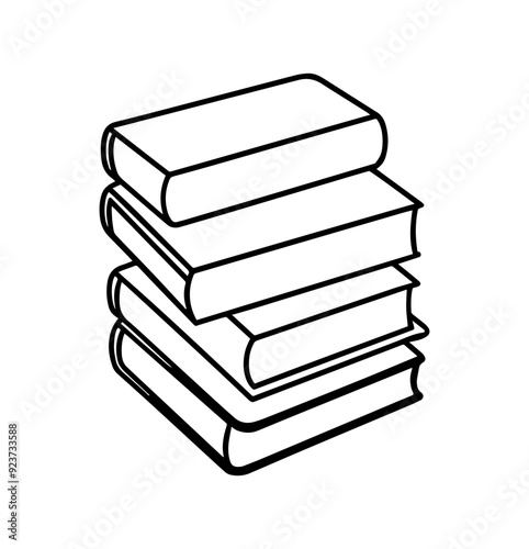 stack of books line art vector illustration