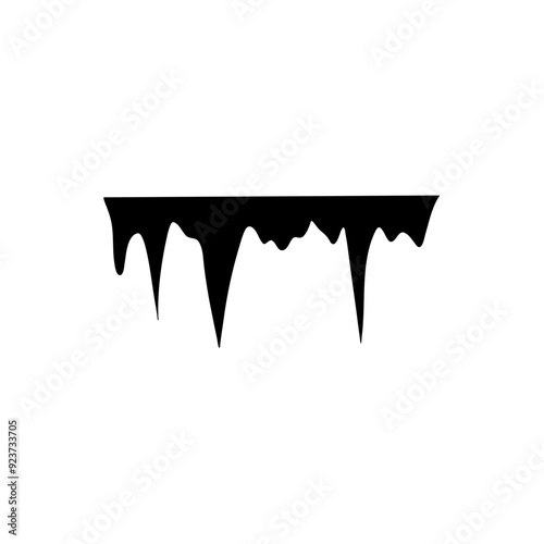 stalactites cave silhouette. stone blocks growths vector