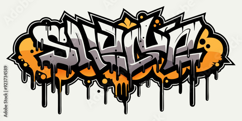 Graffiti font vector urban spray alphabet, street wall hand drawn letters, hip-hop modern style. Grunge drip print, fashion texture lettering splash, creative poster handwriting. Black graffiti font 