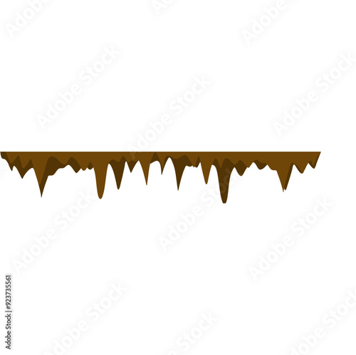 Stalactite stalagmite. Icicle shaped hanging and upward growing mineral formations in cave. Nature brown limestones, material stone icon. Natural growth geology formations