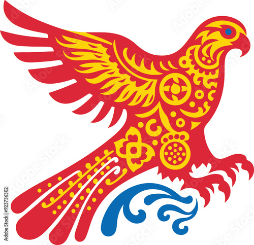 Mongolia - Saker Falconk art,