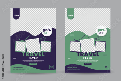 Travel Flyer or Poster Template design layout, Travel agency flyer vector posters for business.	