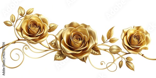 Gold foil roses intertwined with a delicate vine, gold, foil, roses, vine, intertwined, delicate, romantic, luxury #923737754