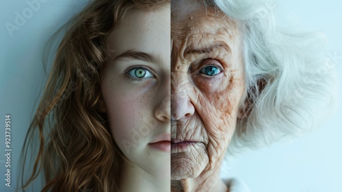 The aging contrast faces photo