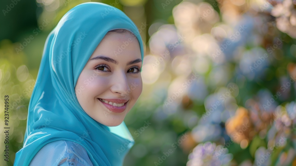 The smiling woman with hijab