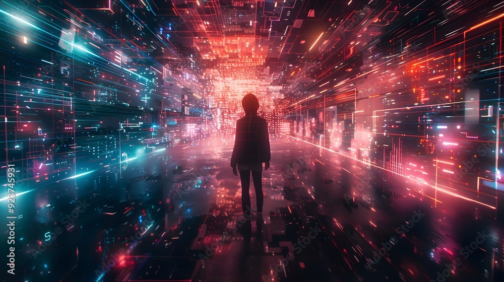 A captivating scene illustrating the simulation hypothesis, where digital and physical realities blur together, creating an indistinguishable and interdependent world A captivating scene illustrating the simulation hypothesis, where digital and physical realities blur together, creating an indistinguishable and interdependent world