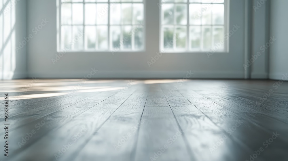 An image of a sunlit, spacious room showcasing beautifully textured wooden flooring, expansive large windows, and a serene, minimalist ambiance creating a peaceful atmosphere. An image of a sunlit, spacious room showcasing beautifully textured wooden flooring, expansive large windows, and a serene, minimalist ambiance creating a peaceful atmosphere.