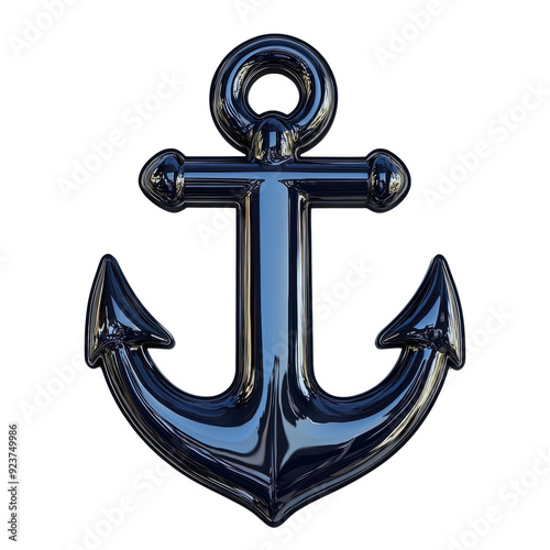 Stylish and modern 3D anchor design featuring a glossy finish, symbolizing stability and strength on the sea. photo