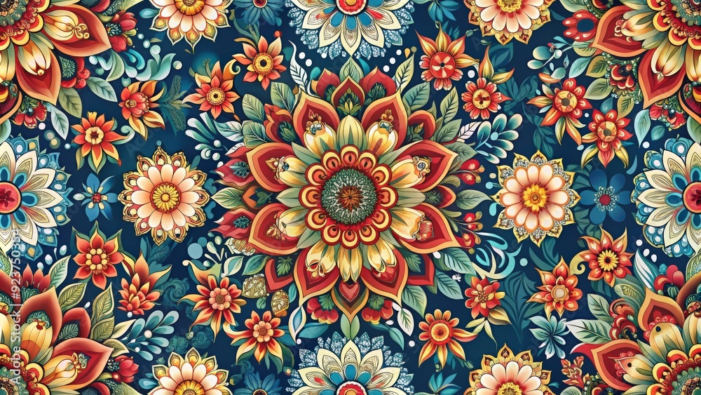 Ornamental raster seamless pattern with abstract flower designs, grid, seamless, pattern, ornamental, raster, abstract