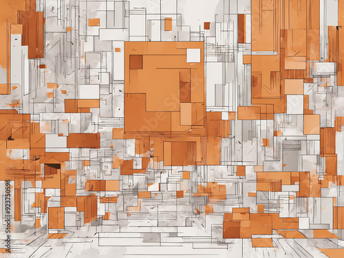 orange abstract background with squares