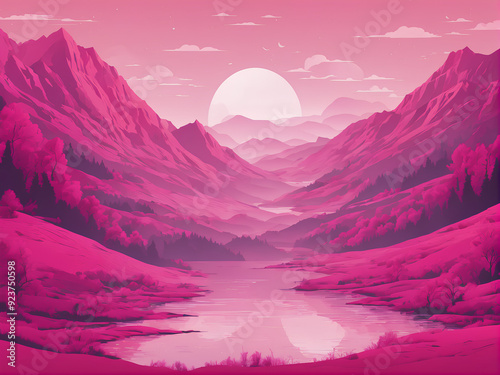 sunrise in the mountains in pink