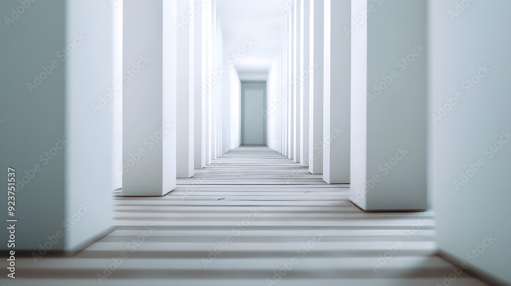White Hallway with Wooden Floor White Hallway with Wooden Floor