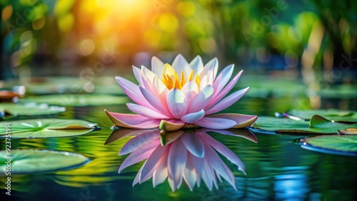 Beautiful water lily flower floating on the tranquil pond surface, water lily, flower, pond, nature, beauty, serene, aquatic