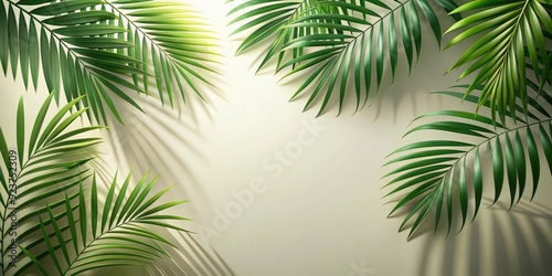 Background product display with palm leaves shadow overlay, tropical, nature, background, plant, green, shadow, leaves