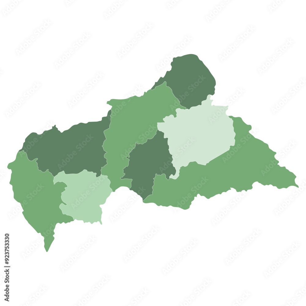 Obraz premium Central African Republic map. Map of Central African Republic in six main regions in multicolor