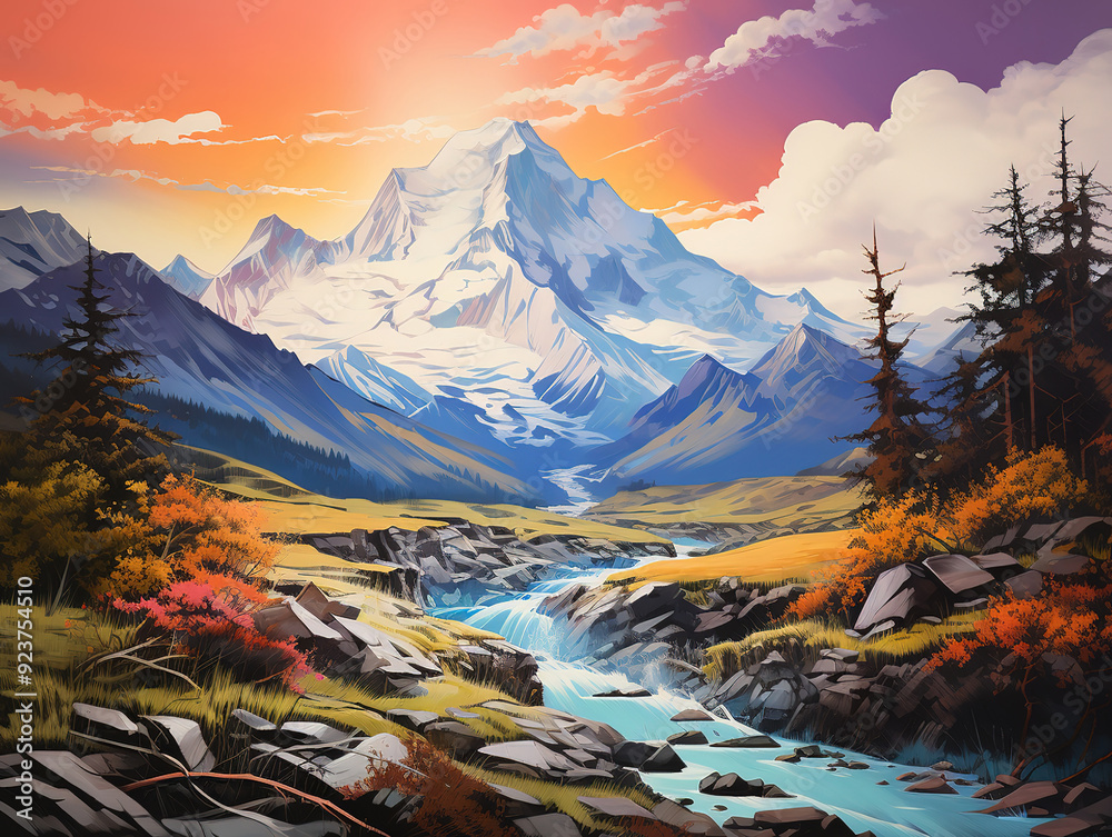 Obraz premium Incredible Sunny landscape of a mountain