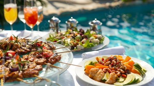 Gourmet Poolside Feast: A Culinary Delight by the Water