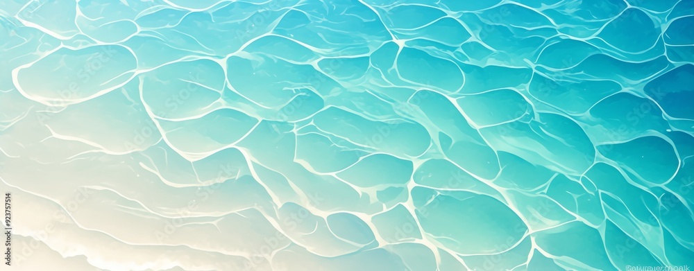 Fototapeta premium Beautifully clear turquoise water with delicate ripples, forming lace-like patterns of light white lines