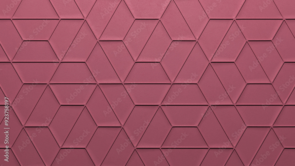 Fototapeta premium Geometric Background of Hexagons and Triangles in Uniform Pink Color (3D Illustration)