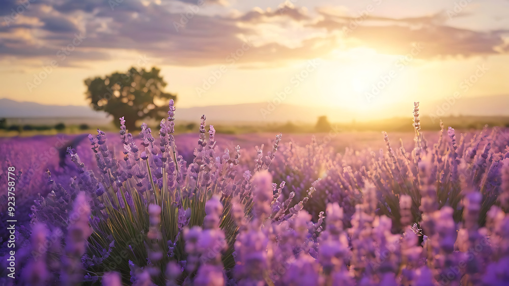 Obraz premium Field of lavender swaying under the sun 
