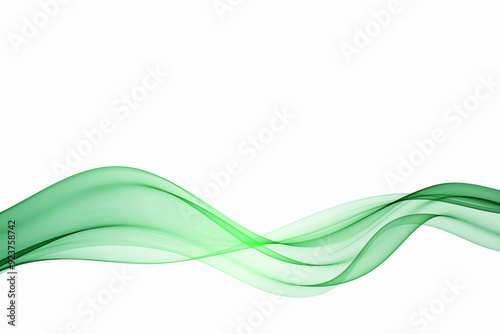 Green wave, transparent green lines flow, abstract wave background.