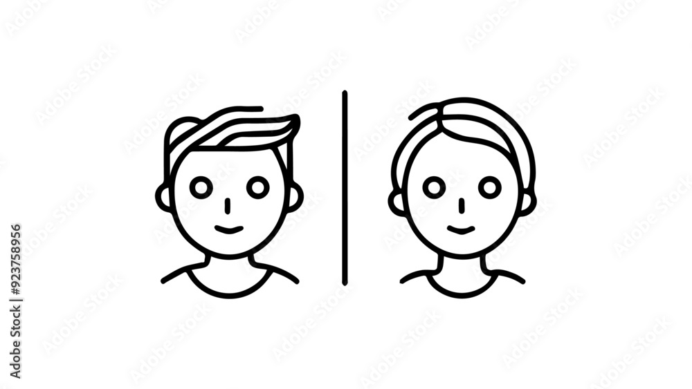 girl and boy simple line icon/symbol illustration in vector on white backgorund girl and boy simple line icon/symbol illustration in vector on white backgorund