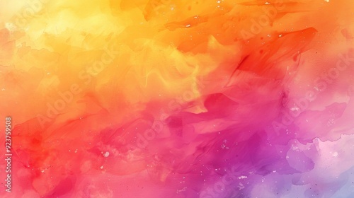 Vibrant watercolor background with a blend of yellow, orange, red, and purple hues, resembling a sunset or a nebula