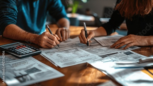 Diligent Accountant Assisting Client in Accurate Tax Preparation with Forms and Calculators