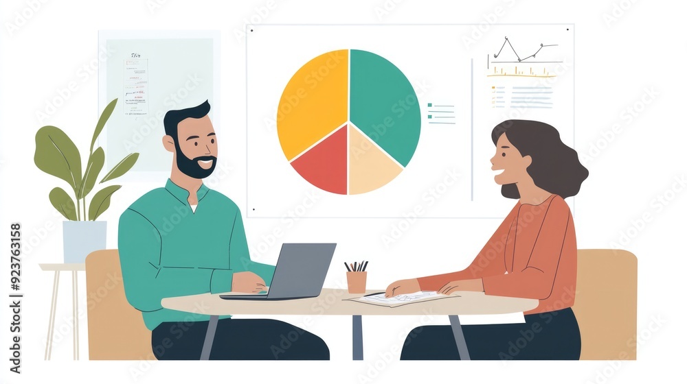 Understanding Portfolio Diversification: Financial Advisor Illustrating Asset Allocation Strategy with Pie Chart to Client