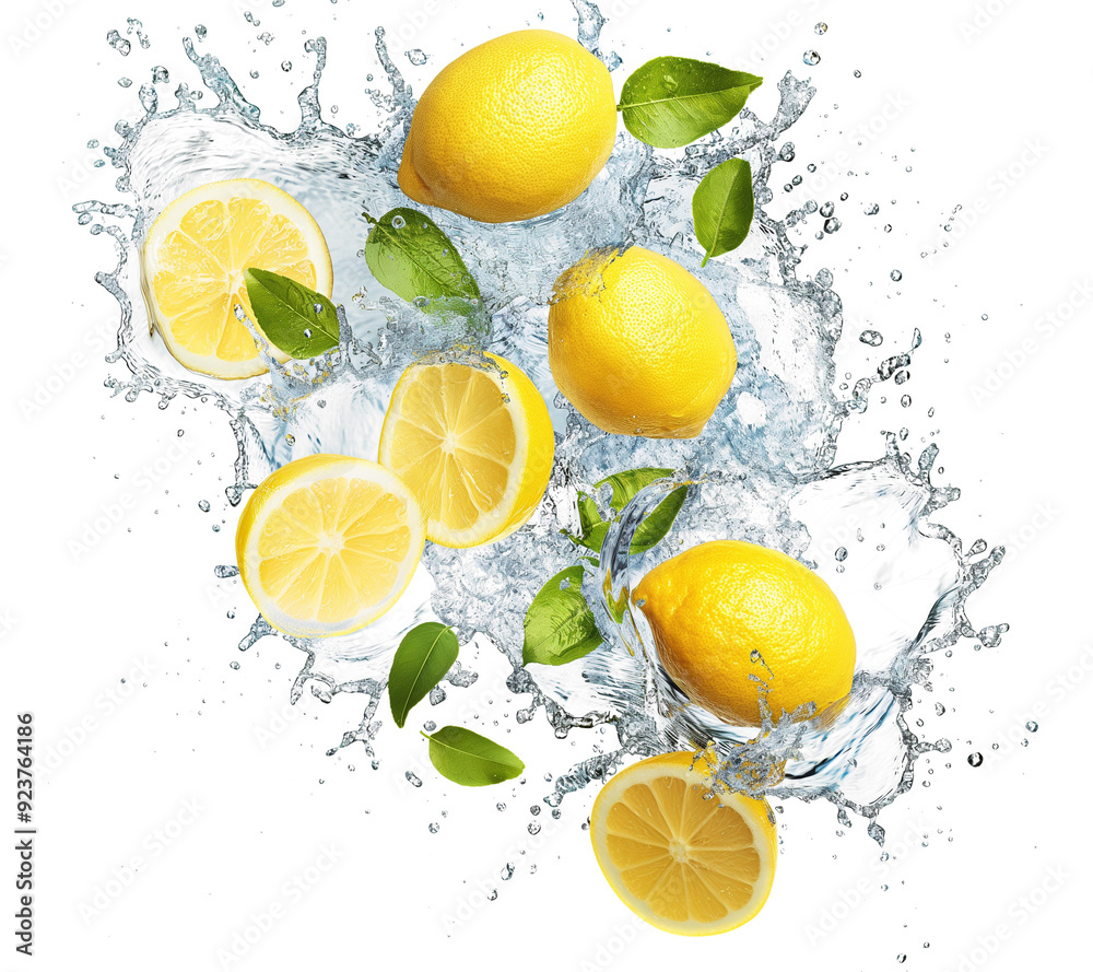 yellow lemon falling into water with splash style yellow lemon falling into water with splash style