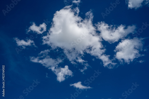 Fototapeta Naklejka Na Ścianę i Meble -  clouds and blue sunny sky,  white clouds over blue sky, Aerial view,  nature blue sky white cleat weather.
