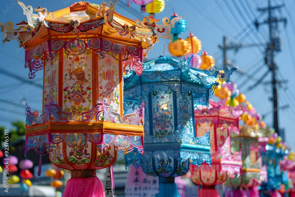 Fototapeta premium Traditional North Korean Cultural Lantern. An Elegant and Symbolic Representation of North Korean Heritage Through Light. Capturing the Beauty and Cultural Significance of Traditional Lanterns in Nort