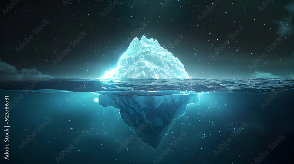 Obraz premium A Look at the Massive Iceberg and Its Hidden Underwater Realm background 