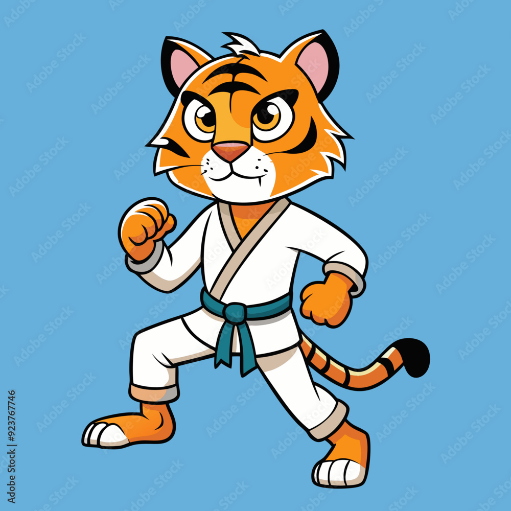 Naklejka premium tiger karate kimono judo taekwondo vector sport mascot