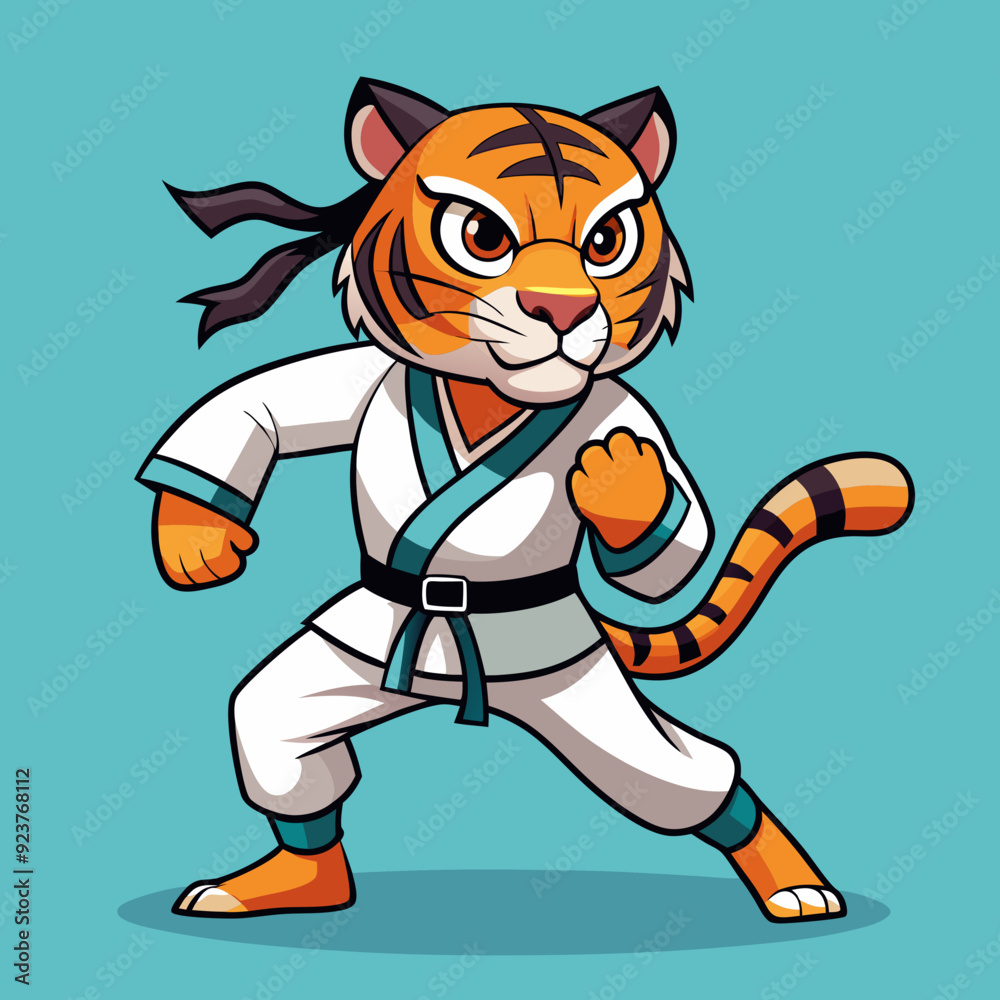 tiger karate kimono judo taekwondo vector sport mascot tiger karate kimono judo taekwondo vector sport mascot