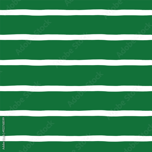 Green and white striped pattern. Vector illustration. Freehand uneven stripes repeat pattern. Hand drawn bold lines. No AI generated content in this pattern. 