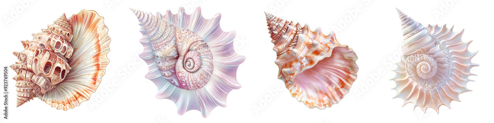 A collection of beautifully detailed seashells showcasing unique patterns and colors, perfect for marine-themed decor or projects. A collection of beautifully detailed seashells showcasing unique patterns and colors, perfect for marine-themed decor or projects.