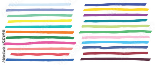 Color highlight marker lines strokes. colorful highlights, markers stripes and yellow line highlight.