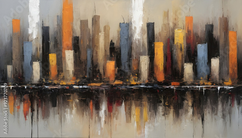 Abstract cityscape painting modern art background