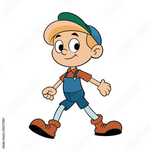 a cute boy cartoon character walking movements vector art flat icon design background image graphic illustrations